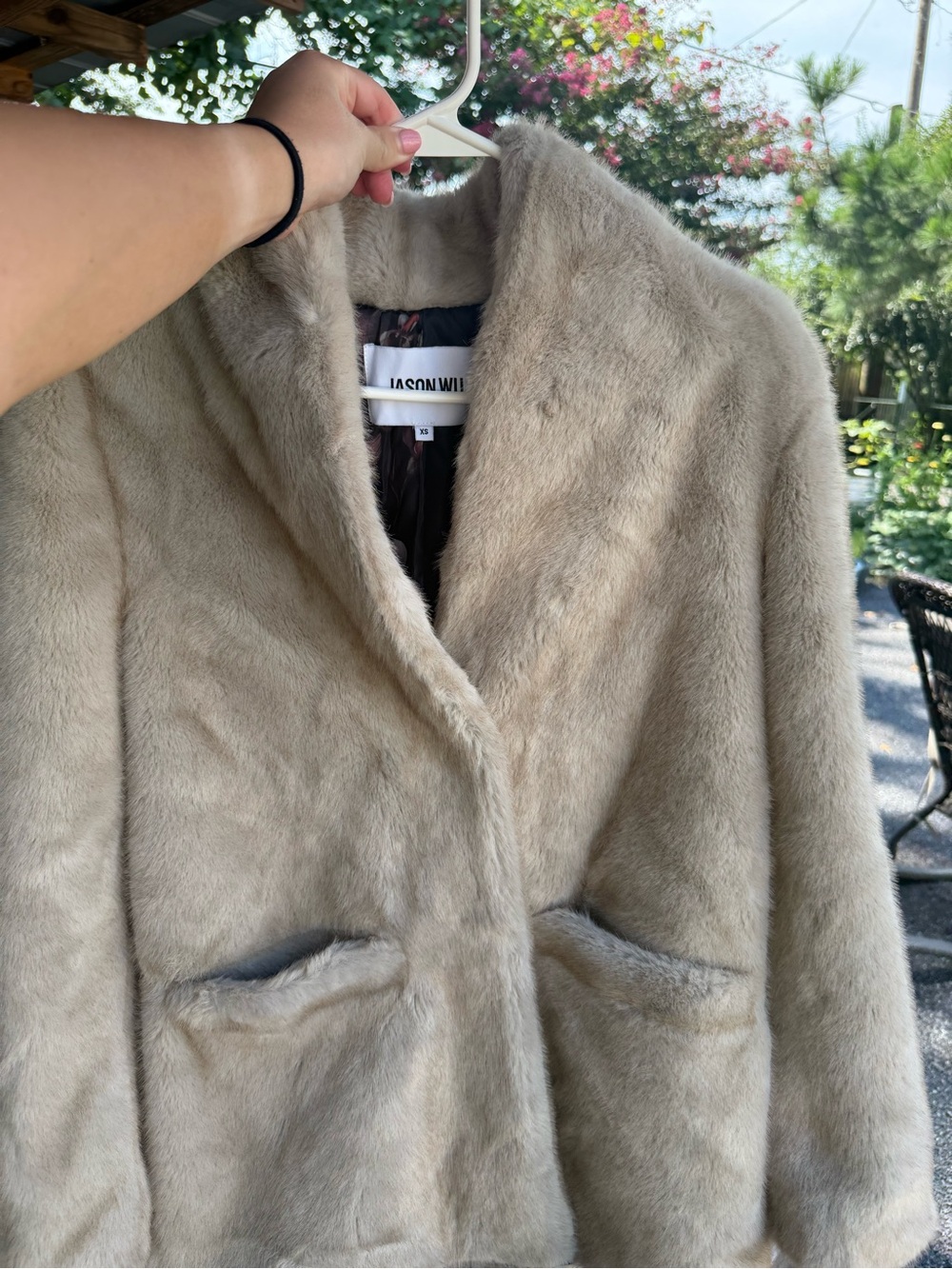 Jason Wu Plush Faux Fur Blazer in Taupe